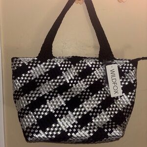 Wildfox Black and Silver Tote Bag with Structured Design